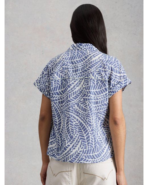 White Stuff Blue Orla Cotton Button Through Shirt