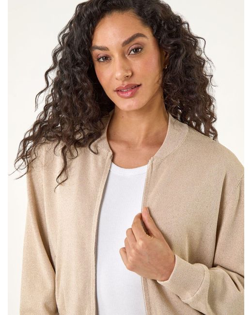 Roman Natural Knitted Bomber Jacket
