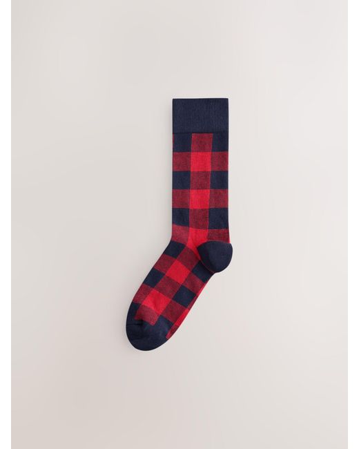 Next Blue Check Pattern Socks 5 Pack for men