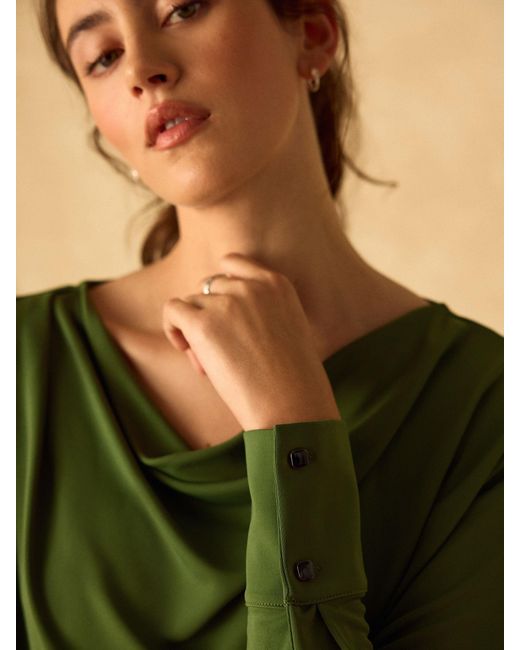 Next Green Long Sleeved Drape Bubblehem Top