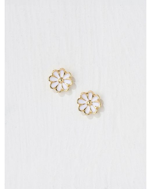 FatFace White Fatface Enamel Daisy Stud Earrings