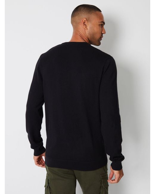 Threadbare Black Chrome Crew Neck Knitted Jumper for men