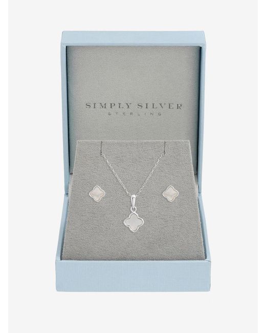 Simply Silver Gray Mother Of Pearl Clover Set