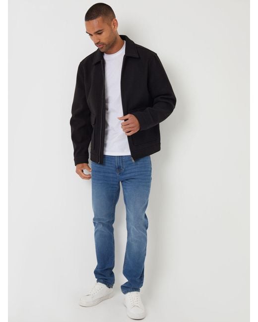 Threadbare Blue Brushed Collared Lightweight Utility Jacket for men