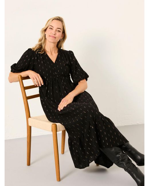 FatFace Black Fatface Milly Metallic Midi Dress