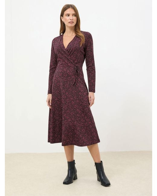 M Com Purple Long Sleeve Wrap Dress
