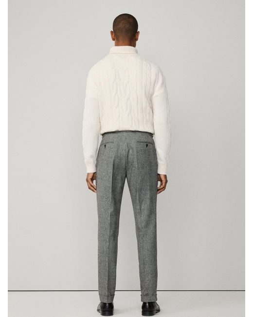Hackett Gray Hack Glen Check Peak Lapel Trouser for men