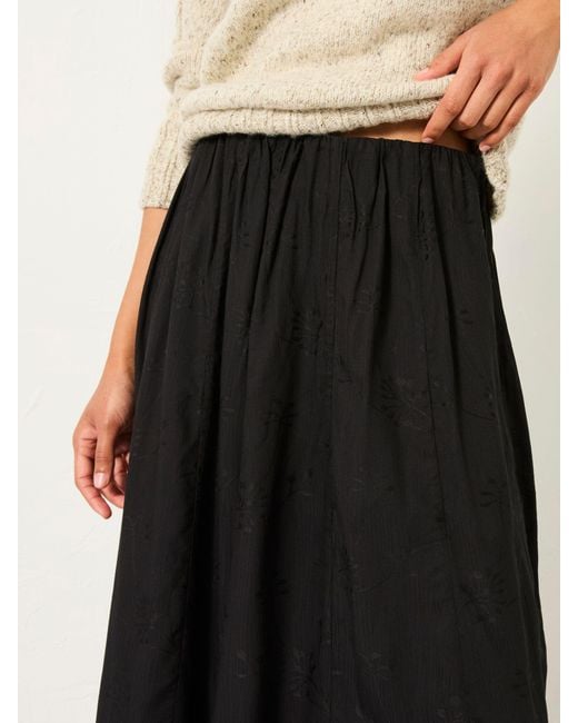 FatFace Black Fatface Tilly Embroidered Midi Skirt