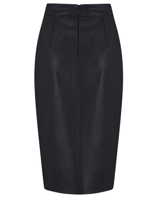 Pour Moi Blue Elise Faux Leather Midi Pencil Skirt