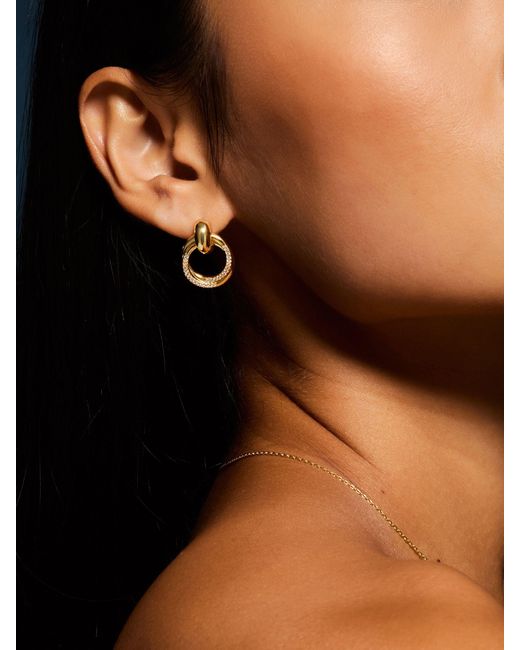 Accessorize Metallic 14Ct Plated Diamanté Doorknocker Drop Earrings