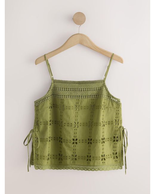 Next Green Broderie Square Cami Top