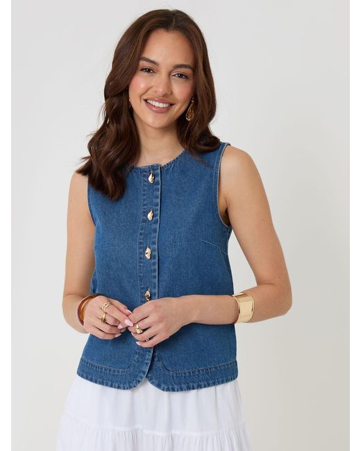 Threadbare Blue Denim Button Up Top