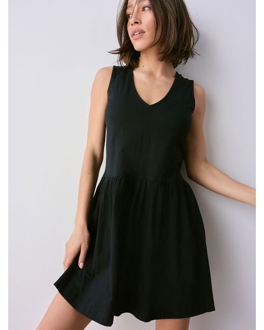 Next Black 100% Cotton V-Neck Jersey Mini Summer Dress