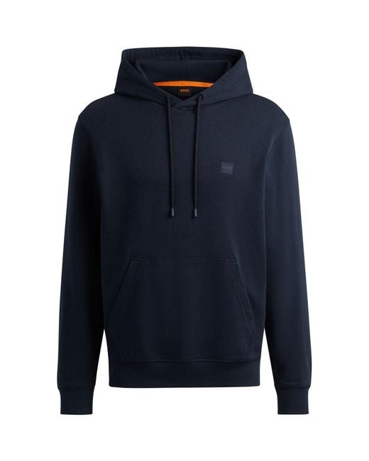 Boss Blue Regular-Fit Wetalk Logo Hoodie for men