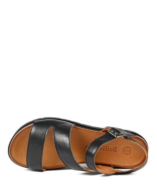 Pavers Black Bellissimo Leather Platform Sandals