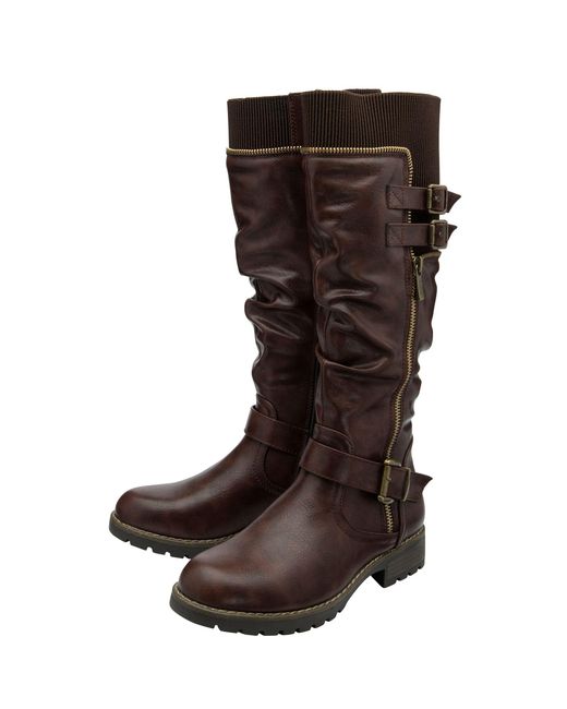 Lotus Brown Knee High Boots
