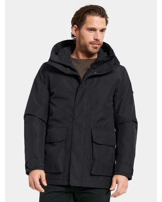 Didriksons Black Liam Waterproof Coat for men