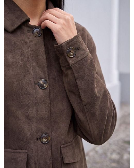 Roman Brown Suedette Button Jacket