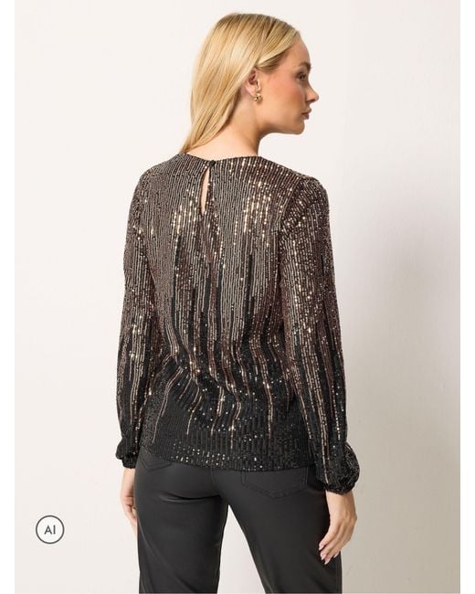 M Com Brown Ombre Sequin Top