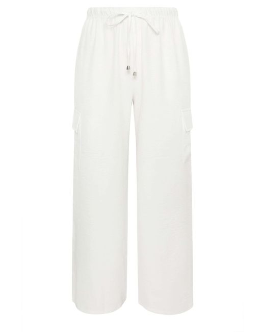 Yours Curve White Cargohose Im Leinen Look