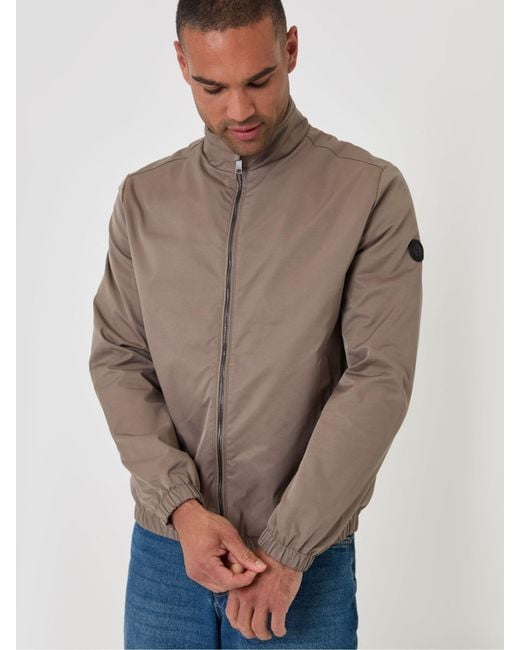 Threadbare Brown Showerproof Zip Up Harrington Jacket for men