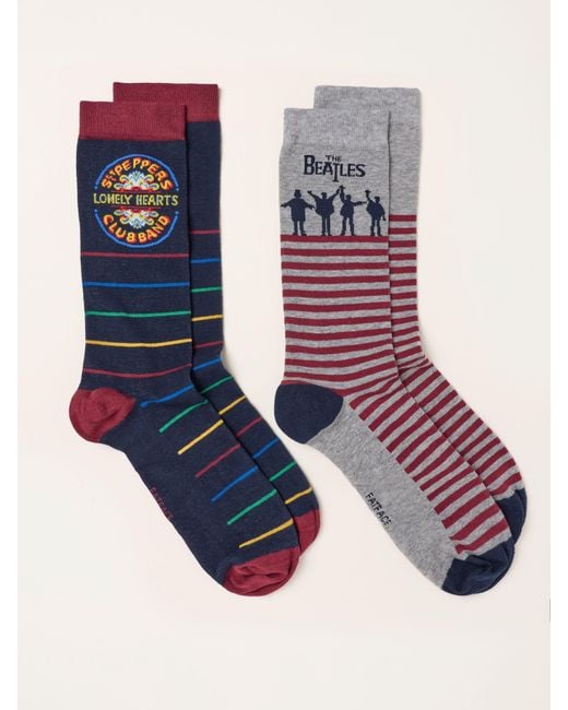FatFace Pink Fatface Multi 2 Pack Beatles Socks for men