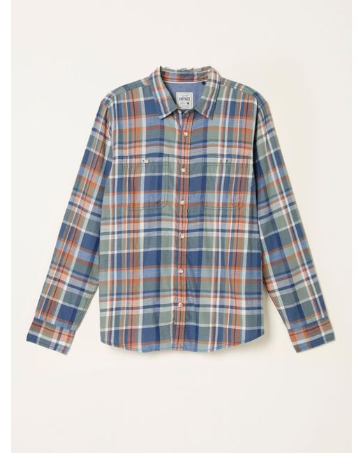 FatFace Blue Fatface Emley Long Sleeve Check Shirt for men