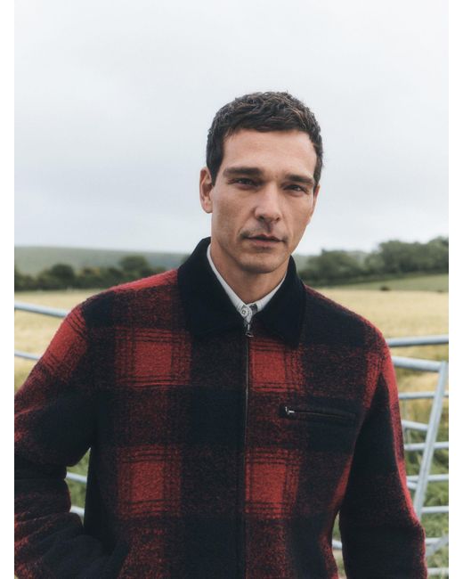 Next Red Buffalo Check Worker Jacket With Wool for men