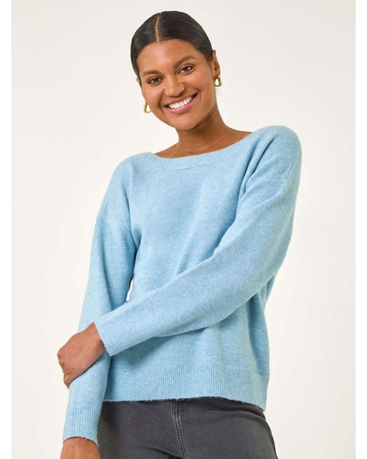 Roman Blue Ribbon Bow Tie Back Jumper