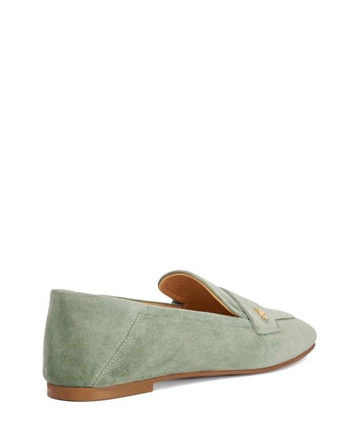 Dune Green Leather Glances Suede Loafers