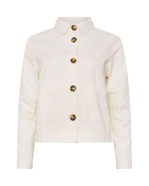 M Com White Twill Shacket
