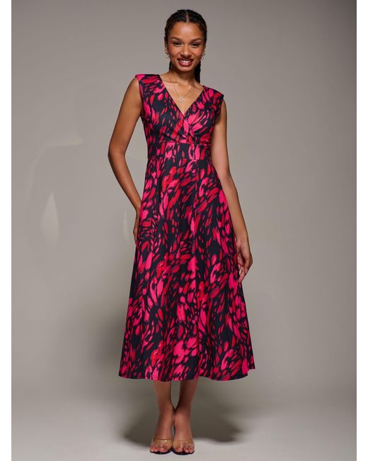 Jolie Moi Women's Red V-Neck Fit & Flare Scuba Midaxi Dress Jolie Moi Women's Red V-Neck Fit & Flare Scuba Midaxi Dress