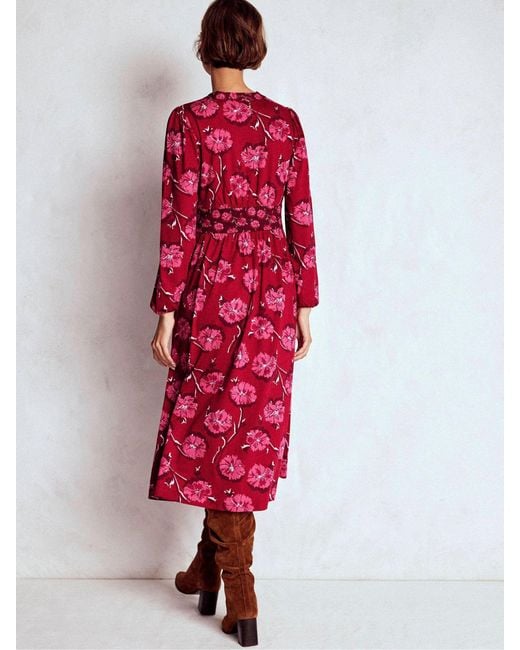 Boden Red Natalia Long Sleeve Tea Dress