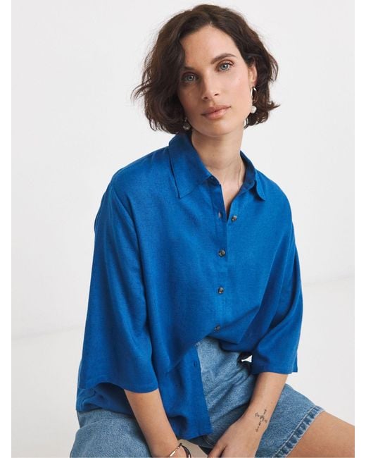 JD Williams Blue Linen Mix Half Sleeve Shirt