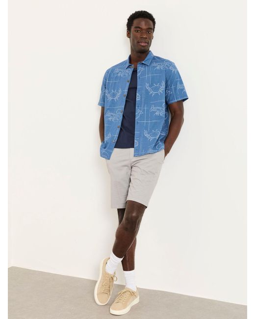FatFace Blue Fatface Short Sleeve Seafood Print Shirt for men