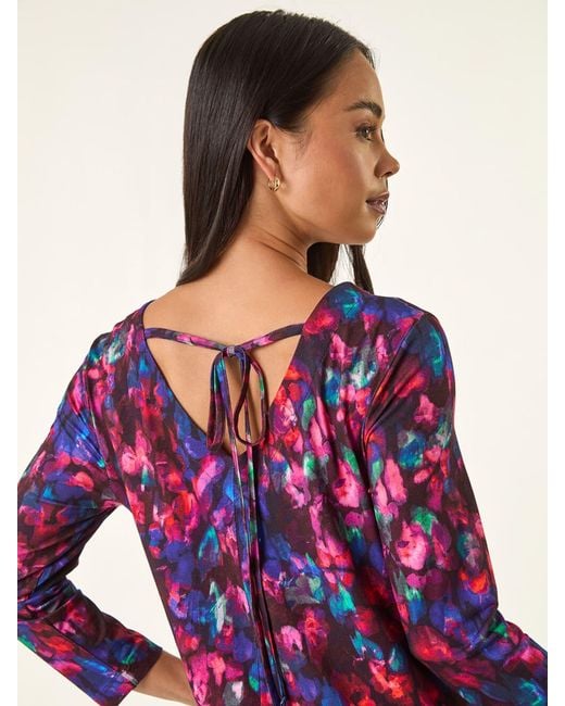 Roman Purple Petite V-Neck Swing Dress