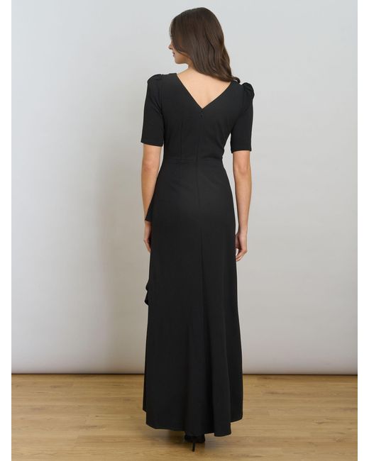 Gina Bacconi Black Paola Beaded Neck Maxi Dress