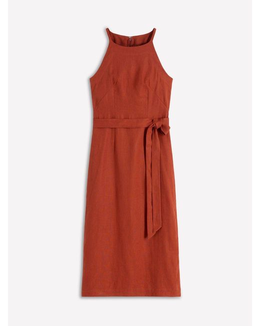 Boden Women's Red Rosa Halter Linen Midi Dress - radharamanexports.com