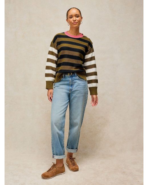 White Stuff Green Stuff Bea Button Cotton Jumper