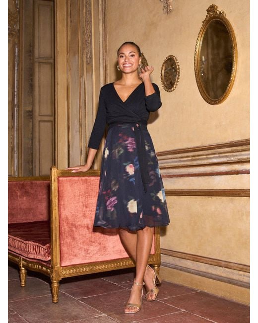 Seraphine Blue Maternity & Nursing Wrap Dress