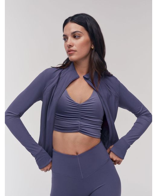OSIA Blue Cinched Zip Through Jacket