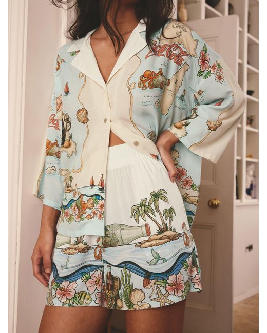 Next White Light Coca Cola Button Through Short Pyjamas Set