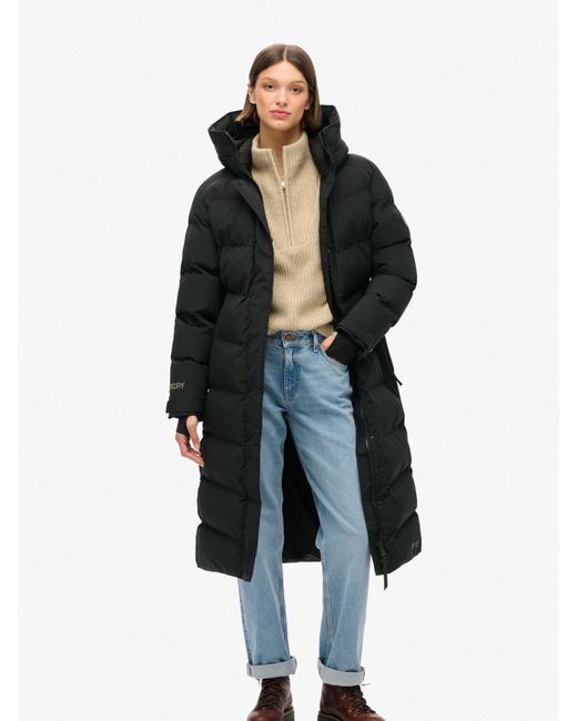 Superdry Black City Gefütterte Mäntel Mit Chevron-Muster