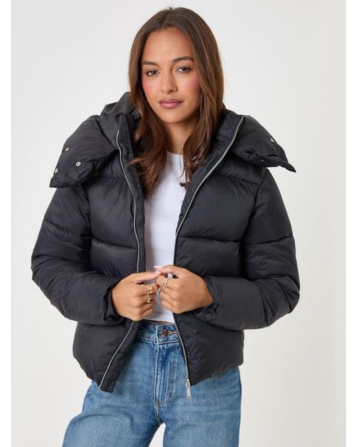 Threadbare Blue Showerproof Funnel Neck Puffer Coat