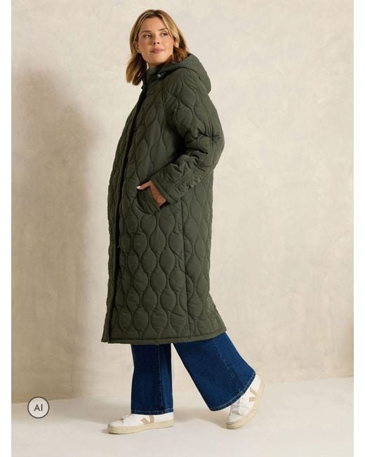 Evans Green Quilted Longline Coat
