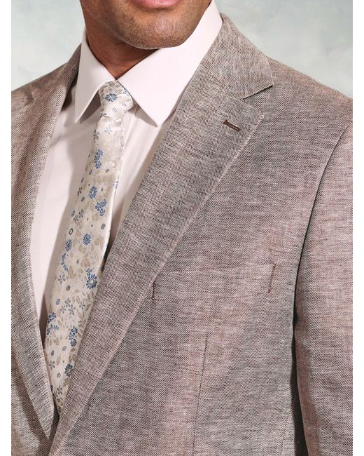 Brook Taverner Natural Herringbone Linen Blend Jacket for men