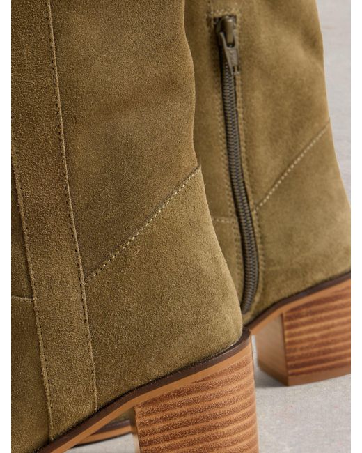 White Stuff Green Izzy Suede Knee High Boots