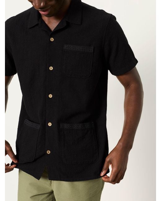 FatFace Green Fatface Short Sleeve 3 Pocket Textured Fabric Shirt for men