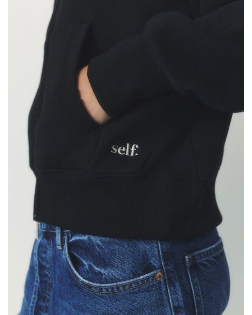 Self Black Hooded Zip Up Jacket