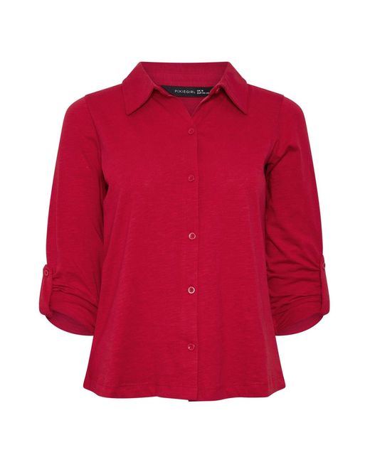 PixieGirl Petite Red Button Cotton Shirt